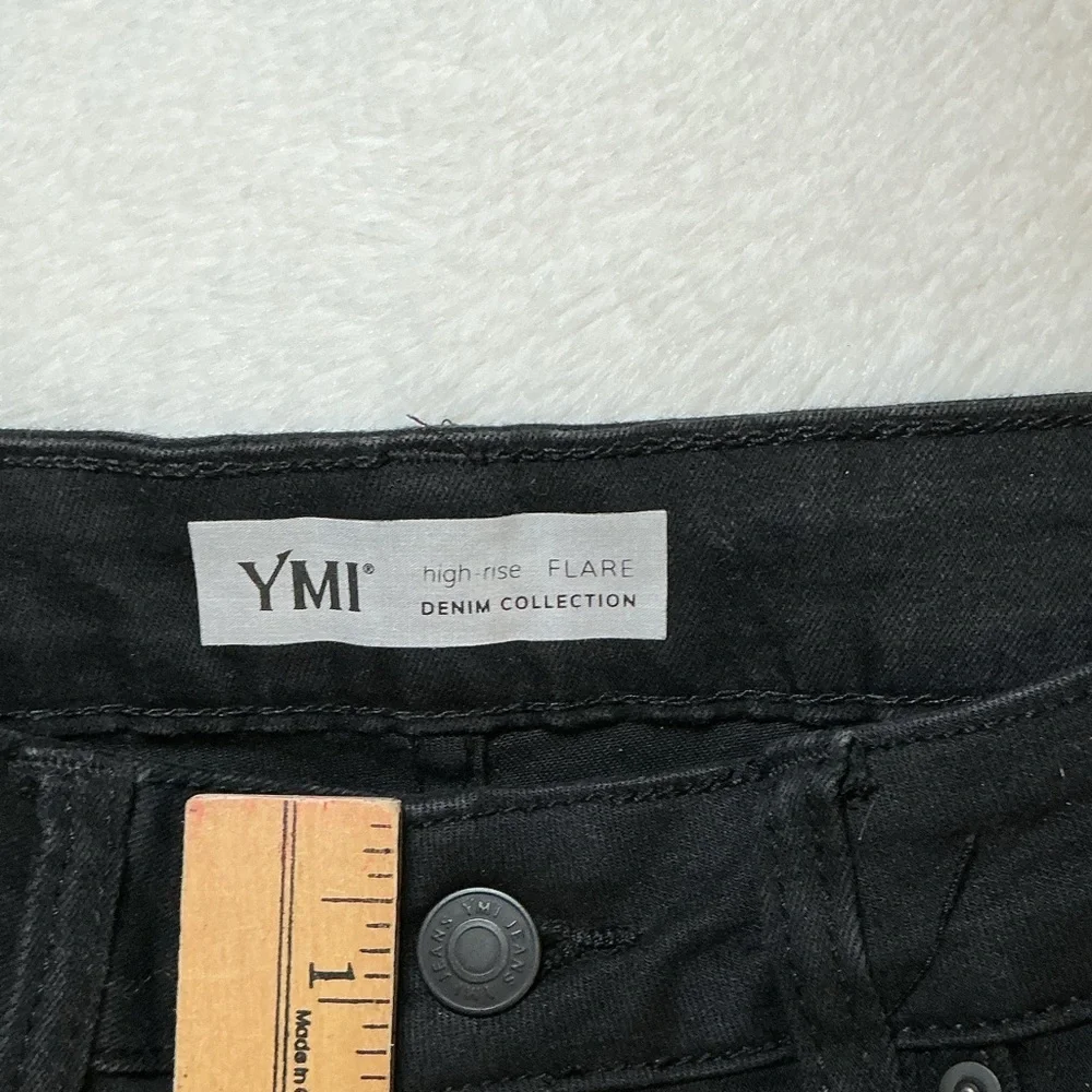 YMI Black Flare Jeans with Button Front - Picture 6 of 7